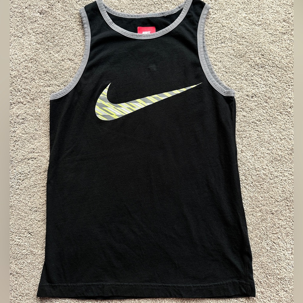 Like New Nike Youth Boys Swoosh Black w Large Swoosh Tank Top Shirt, YL